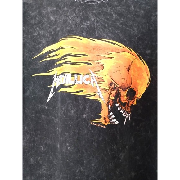 Metallica Punk Rock Metal Band Pushead Flaming Skull Dark Shirt 2020 S M - Picture 2 of 8